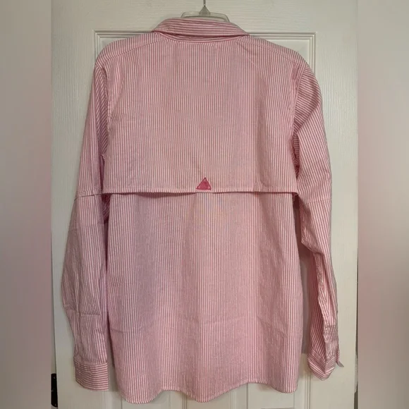 Royce Brand Pink & White Seersucker Long-Sleeve Ventilated Shirt, Size Large - Picture 2 of 8